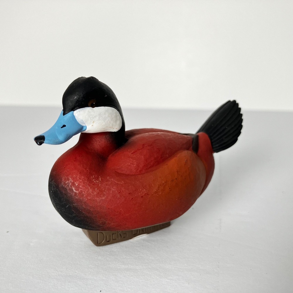 Ducks Unlimited Jett Brunet Ruddy Duck Mini Decoy Figurine 2013 Red Blue Bill